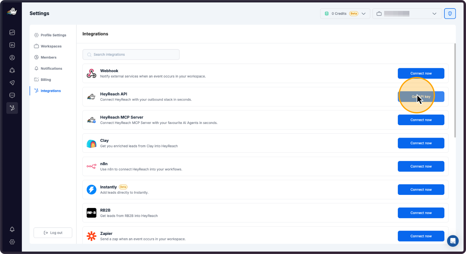 Step 61: Click on Get API key