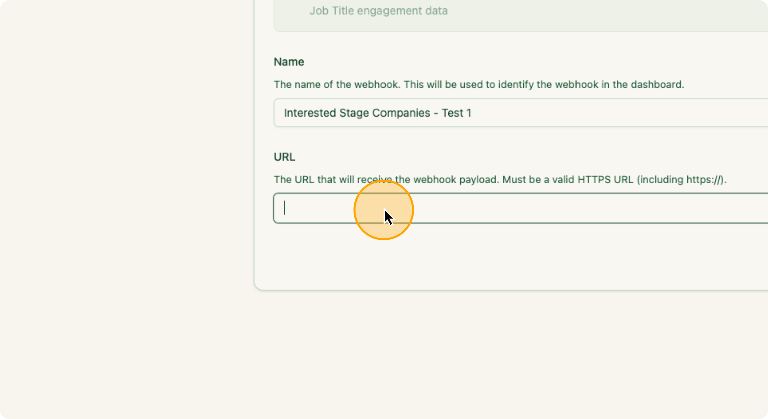 Step 11: Paste the webhook you just copied from Clay here