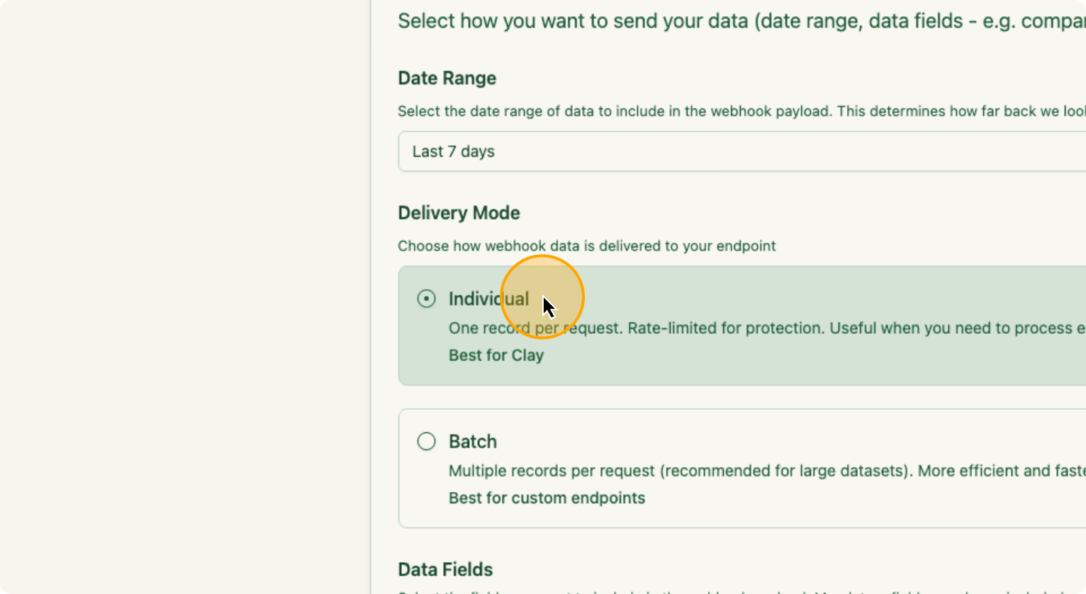 Step 23: Click on Individual under Delivery Mode
