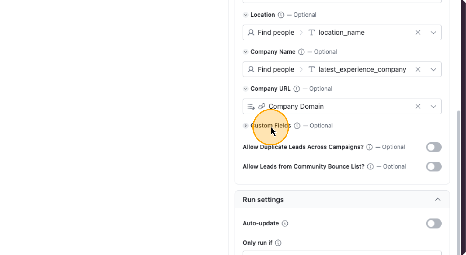 Step 50: Click on Custom Fields