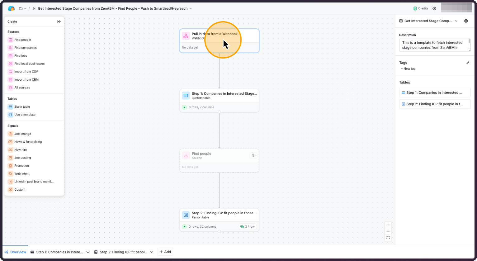 Step 4: Click on Pull in data from a Webhook