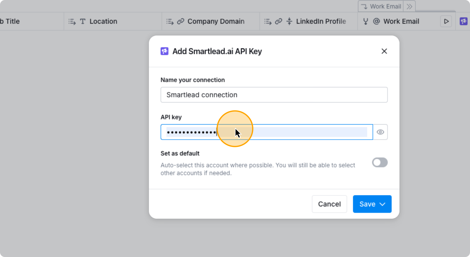 Step 47: Paste the API key you copied from Smartlead here