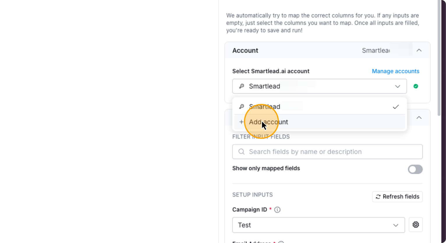 Step 41: Click on Add account