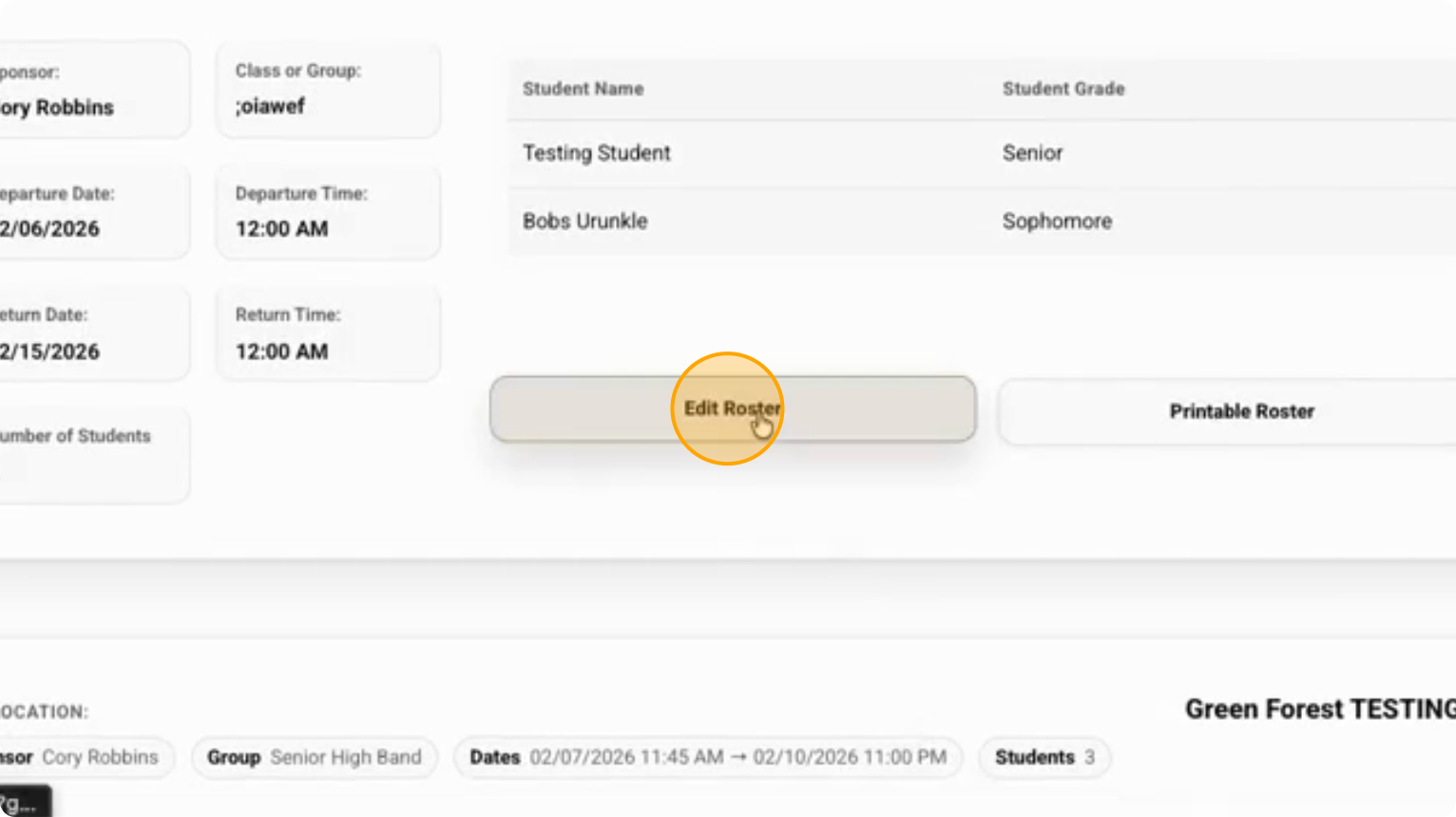 Step 13: Click the Edit Roster button