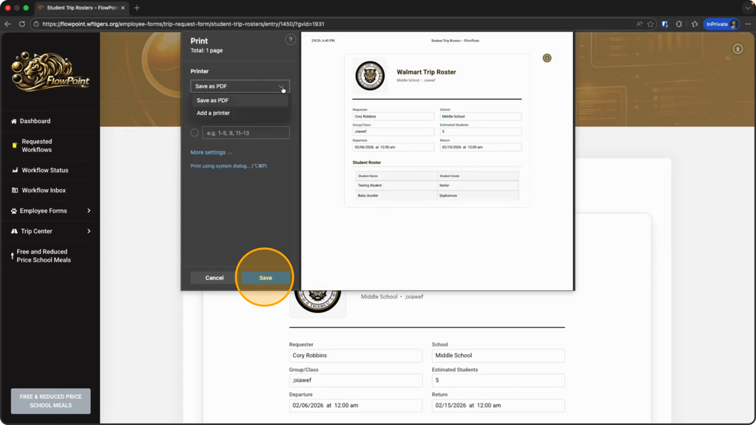 Step 10: Click the Save button